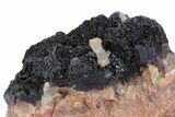Dark Purple Cubic Fluorite Crystals With Barite - Morocco #220704-1